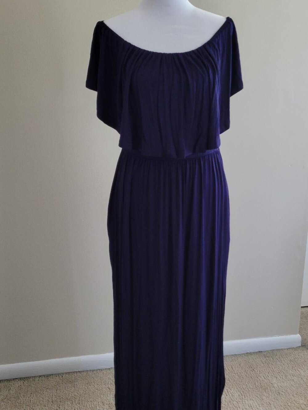 Navy Off Shoulder Maxi Dress